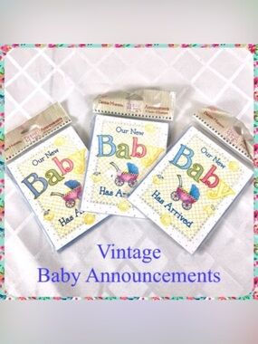 24 NEW Vintage DEBBIE MUMM Baby Birth Announcements Greeting Cards w Envelopes